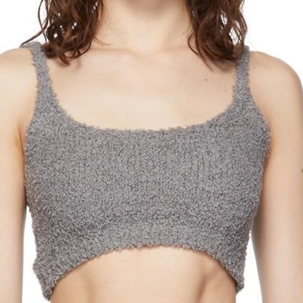 SKIMS Cozy Knit Crop Tank Bra Top S/M Dark Gray